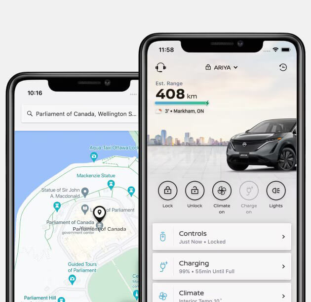 Iphone mockups mynissan app features d